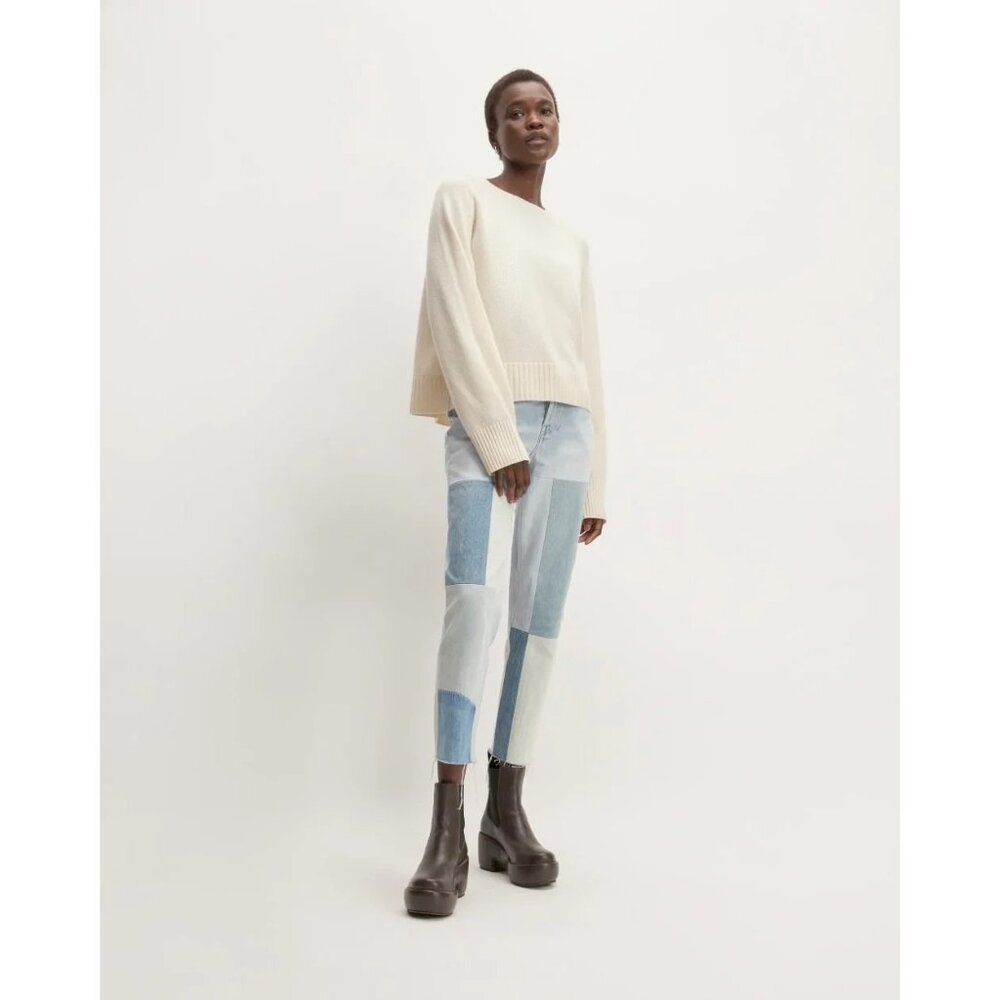 Everlane The 90's Cheeky Jean Light Wash Patchwork Denim, Size 27 Ankle, Size 27